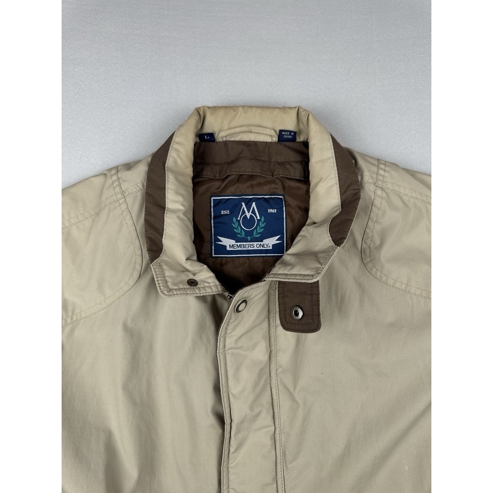 Vintage Members Only Jacket Tan Cafe Racer Cotton Blend L - Picture 8 of 16
